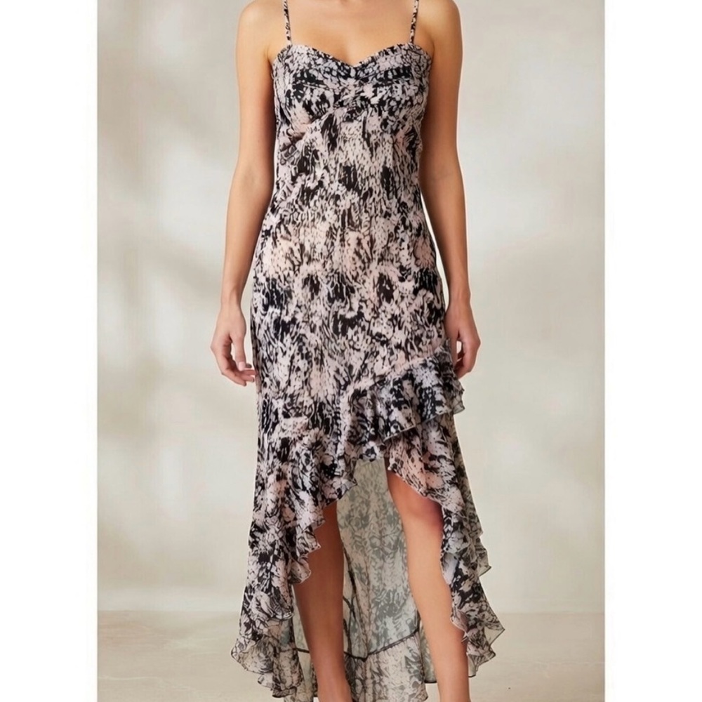 Silk Fairycore White House Black Market High Low Dress 6 Y2K